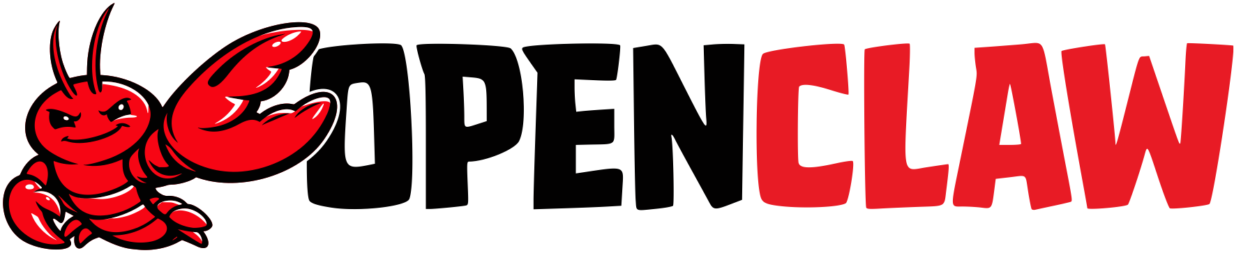 OpenClaw logo: red lobster mascot and wordmark